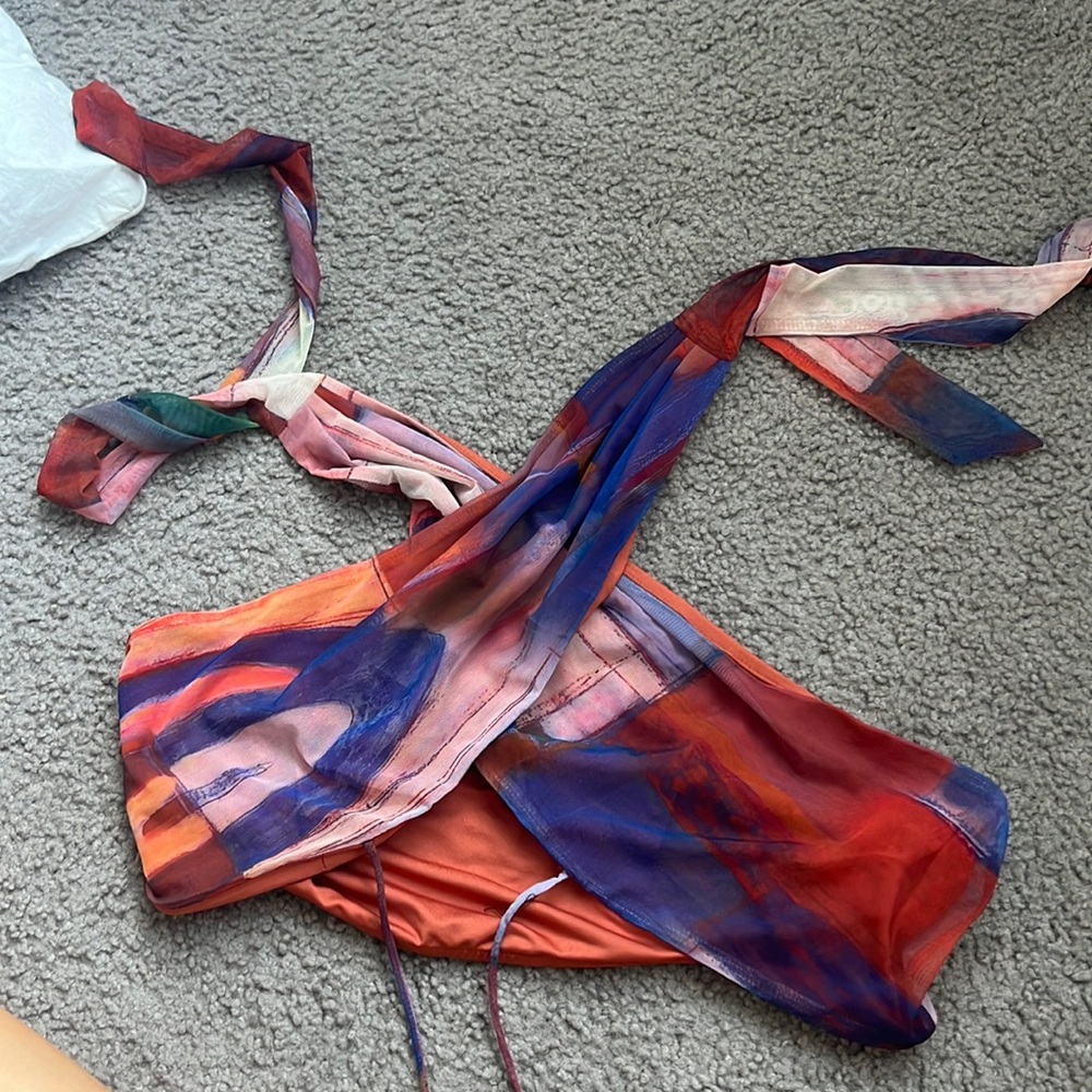 Multicolored Wrap Top, Size Small, Worn Once - image 1